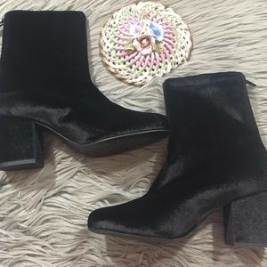 Free People Cecile Block Heel Black Velvet Bootie